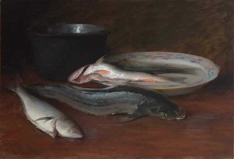 Martwa natura z rybami - William Merritt Chase