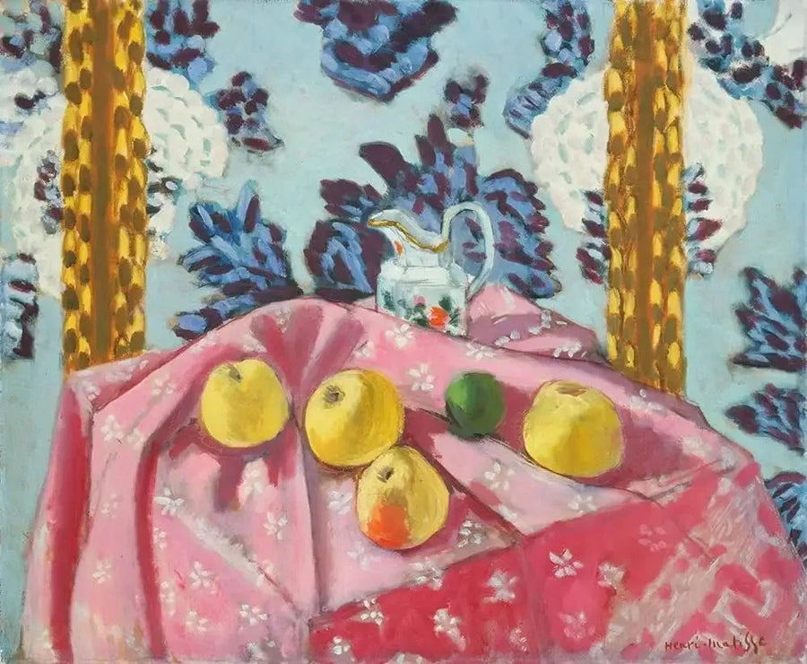 Martwa natura z jabłkami na różowym obrusie - Henri Matisse