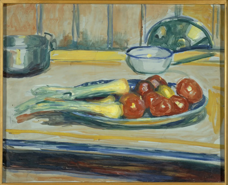 Martwa natura z pomidorami, porami i kurkami - Edvard Munch
