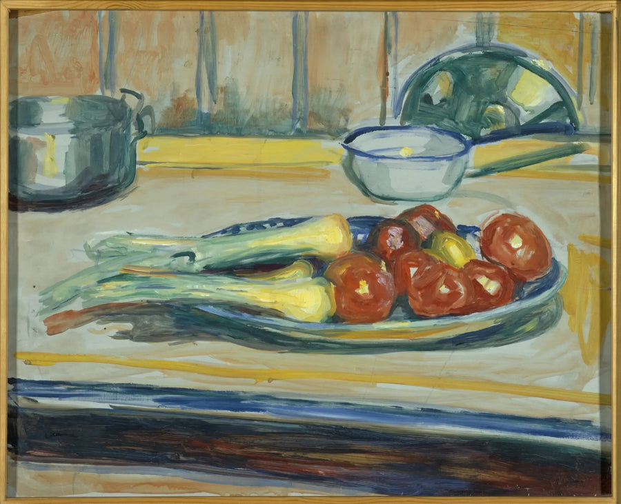 Martwa natura z pomidorami, porami i kurkami - Edvard Munch