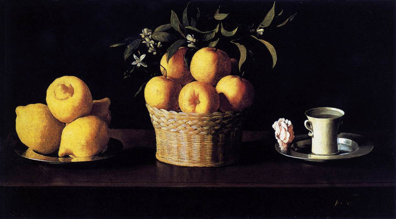 Martwa natura z cytrynami, pomarańczami i różami - Francisco de Zurbarán