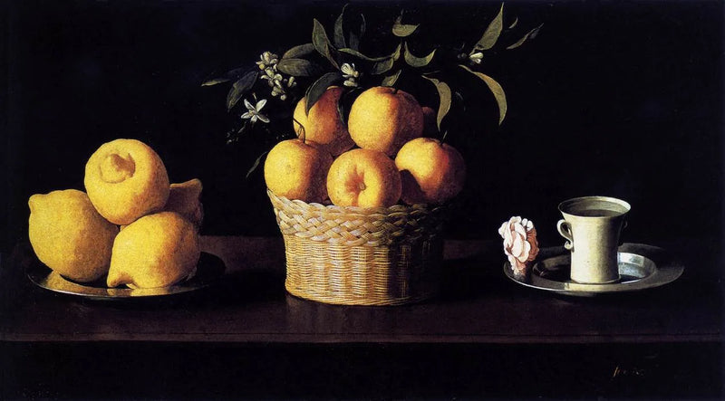 Martwa natura z cytrynami, pomarańczami i różami - Francisco de Zurbarán