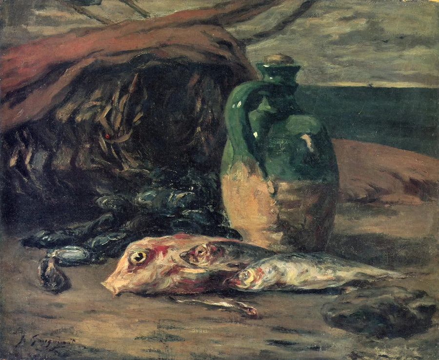 Martwa natura z dzbankiem i czerwonymi rybami - Paul Gauguin