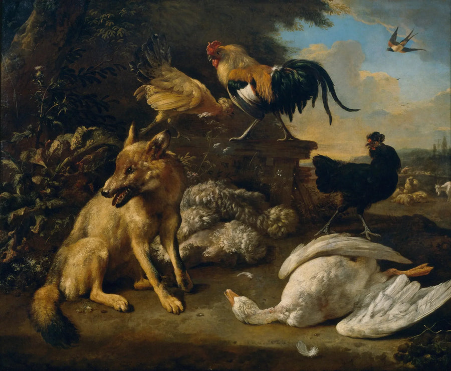 Martwa natura z zwierzętami - Melchior de Hondecoeter