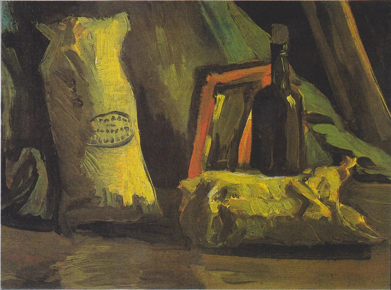 Martwa natura z dwoma torbami i butelką - Vincent van Gogh