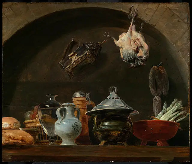 Martwa natura z różnymi naczyniami, chlebem, lampą i upierzoną drobiem w niszy - Peter Paul Rubens