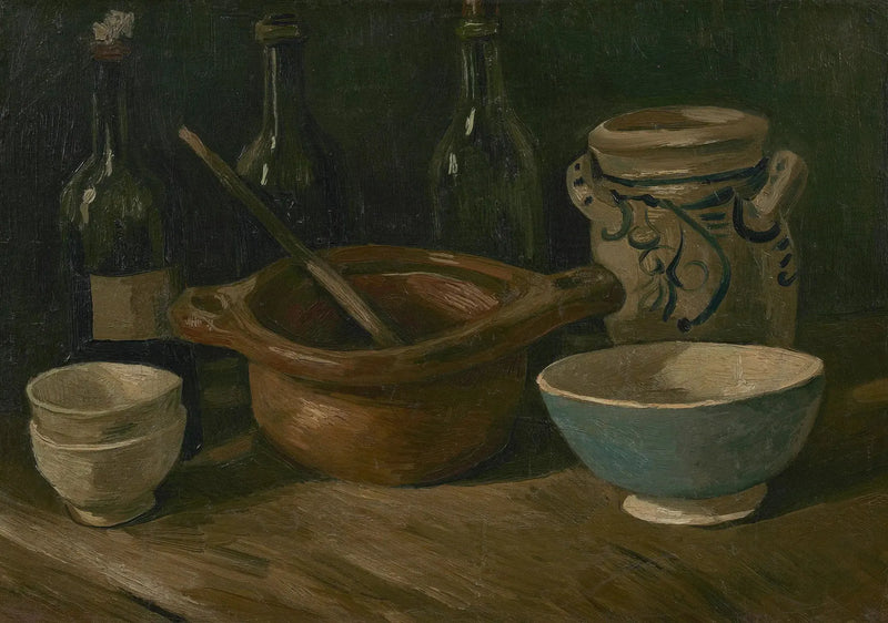Martwa natura z fajansami i butelkami - Vincent van Gogh