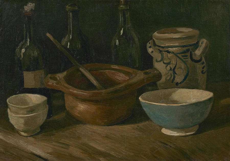 Martwa natura z fajansami i butelkami - Vincent van Gogh