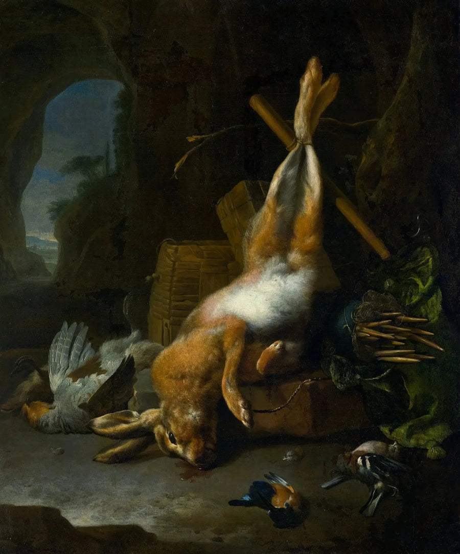 Martwa natura z trofeum myśliwskim. - Melchior de Hondecoeter