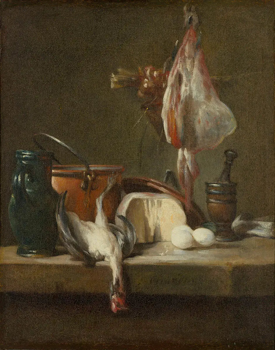 Nature morte avec raie et panier d'oignons - Jean Siméon Chardin image 1 tableau peint à l’huile sur toile