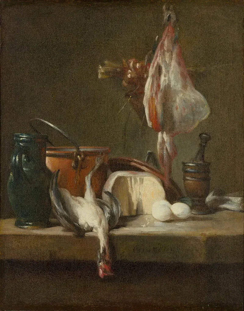 Martwa natura z płaszczką i koszykiem cebuli - Jean Simeón Chardin