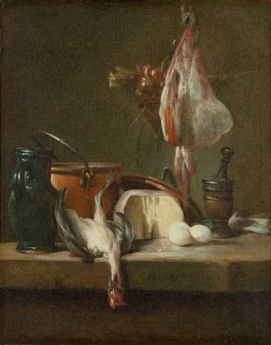 Martwa natura z płaszczką i koszykiem cebuli - Jean Simeón Chardin