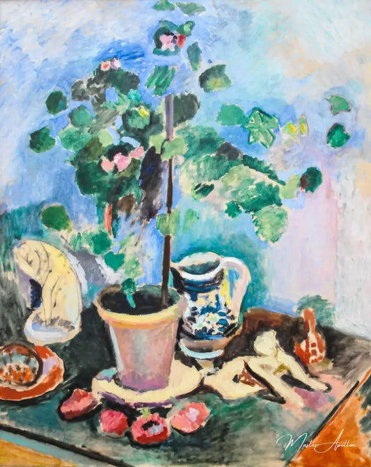 Nature morte avec un géranium de Matisse - Reproductions de tableaux et peintures haut de gamme