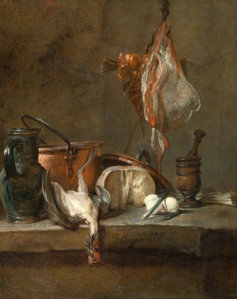 Martwa natura z płaszczką i koszykiem cebuli - Jean Simeón Chardin