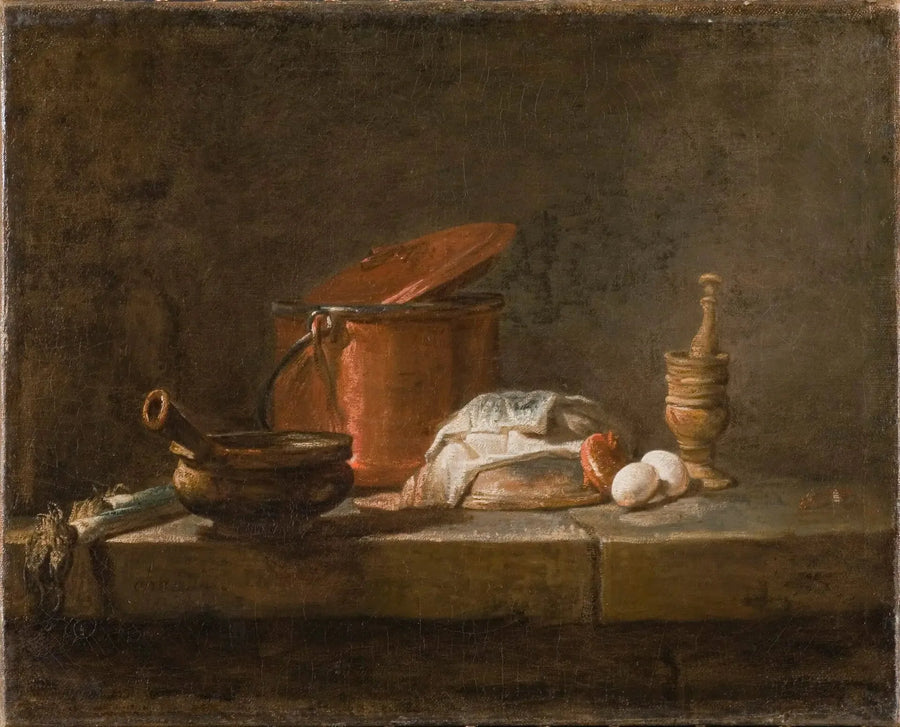 Martwa natura z naczyniami kuchennymi i warzywami - Jean Simeón Chardin