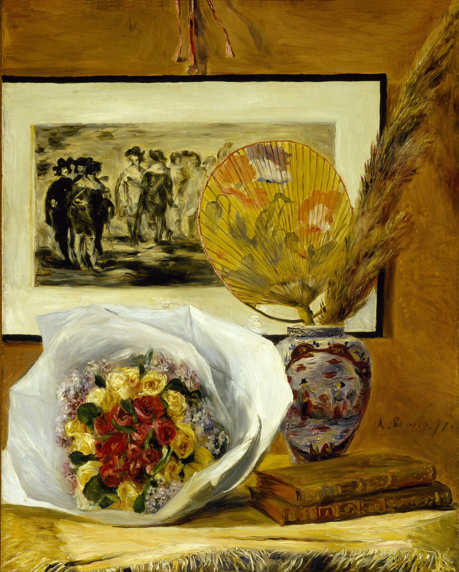 Martwa natura z bukietem i wachlarzem - Pierre-Auguste Renoir