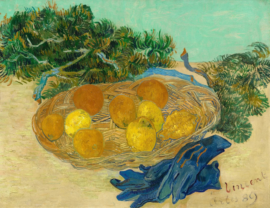 Martwa natura z pomarańczami i cytrynami oraz niebieskimi rękawiczkami - Vincent van Gogh