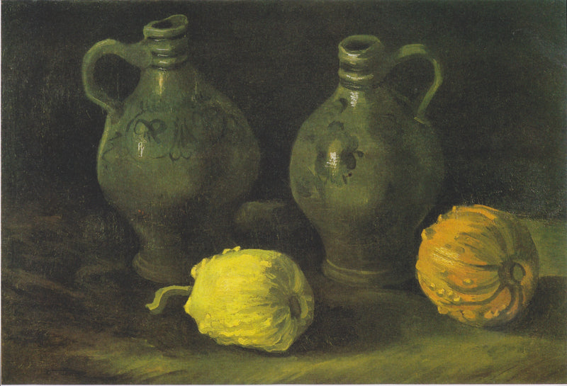 Martwa natura z dwoma słoikami i dwiema dyniami - Vincent van Gogh
