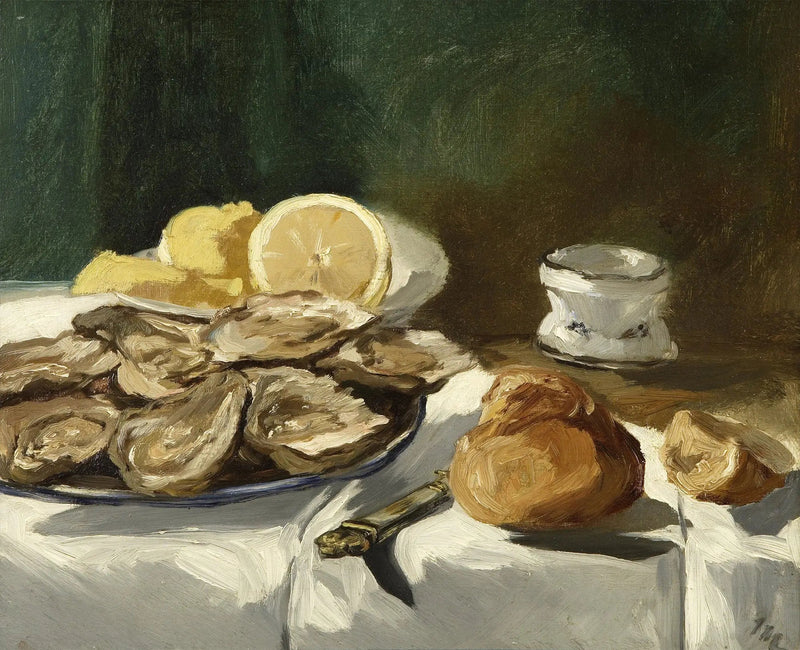 Martwa natura, ostrygi, cytryna, brioche - Édouard Manet
