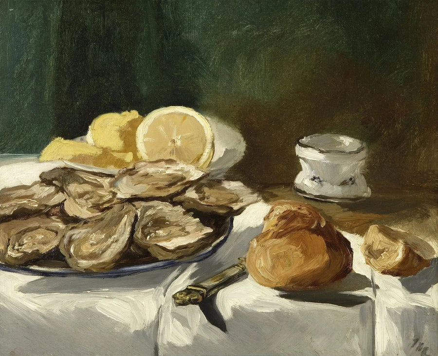 Martwa natura, ostrygi, cytryna, brioche - Édouard Manet