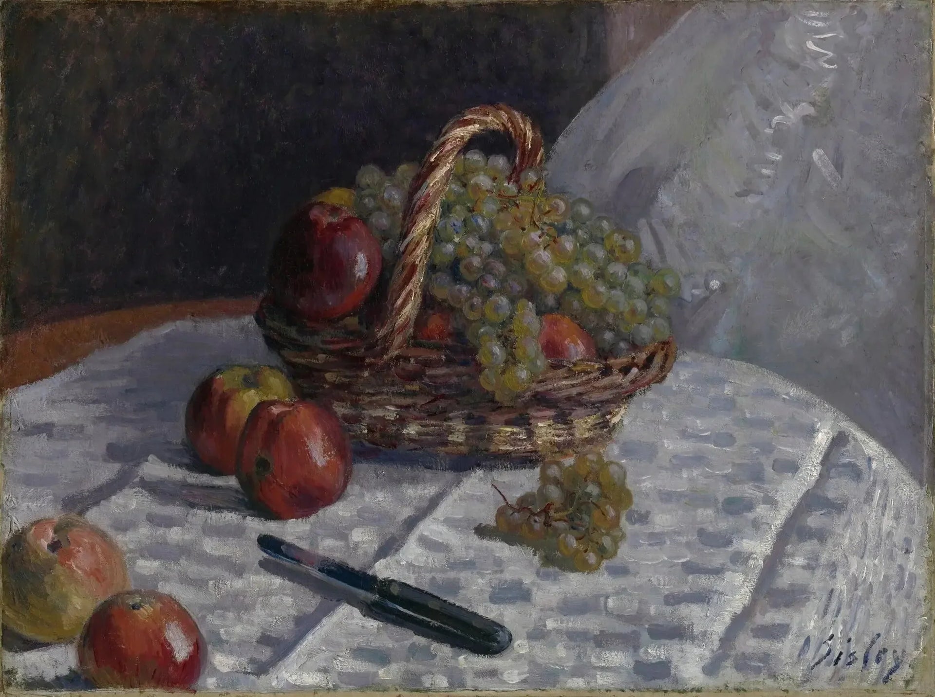 Nature morte, pommes et raisins - Alfred Sisley image 1 reproduction artisanale de tableau