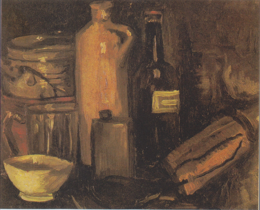 Martwa natura z garnkami, słoikami i butelkami - Vincent van Gogh