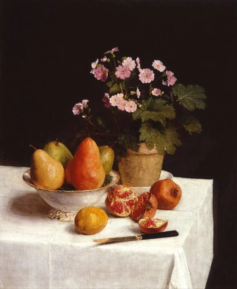 Martwa natura (przebiśniegi, gruszki i granaty) - Henri Fantin-Latour