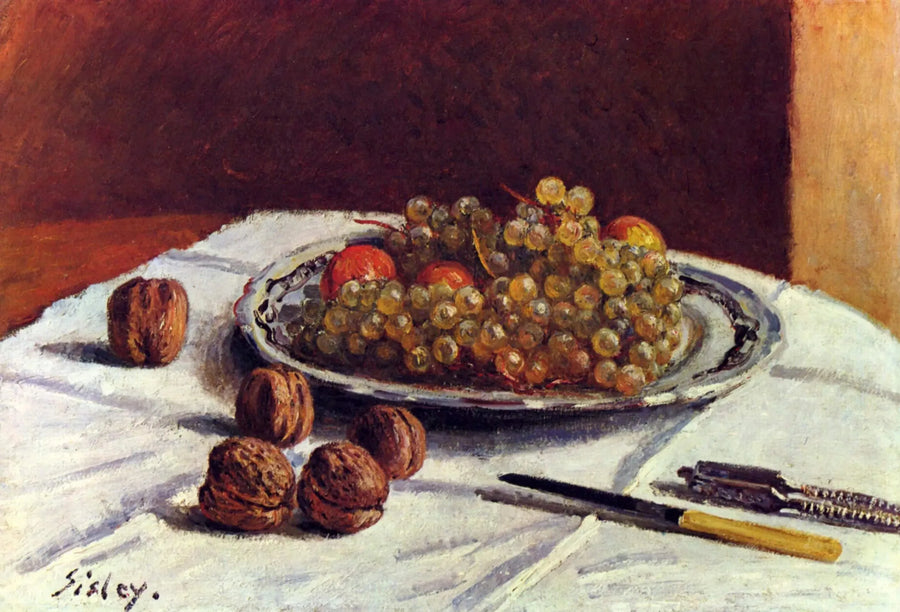 Martwa natura, suszone winogrona i orzechy - Alfred Sisley