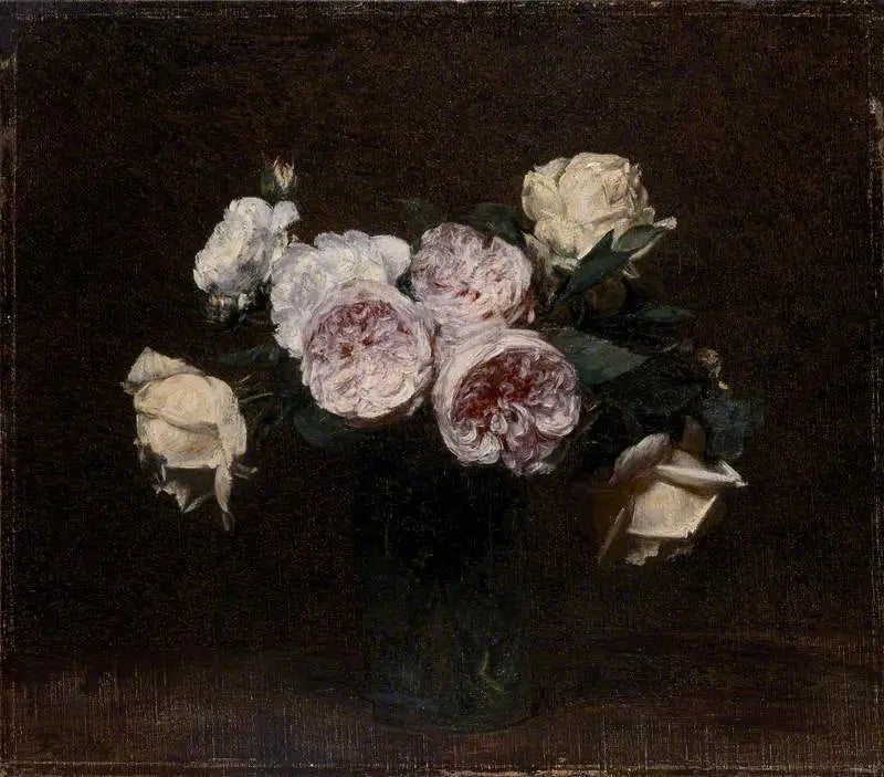 Martwa natura: różowe, białe i żółte róże - Henri Fantin-Latour