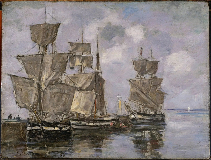 Statki w porcie w Honfleur - Eugène Boudin