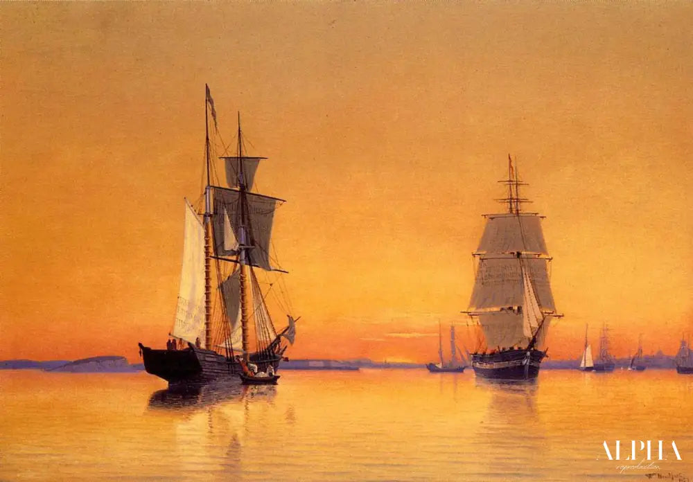 Navires dans le port de Boston au crépuscule, 1859 - William Bradford - Reproductions de tableaux et peintures haut de gamme