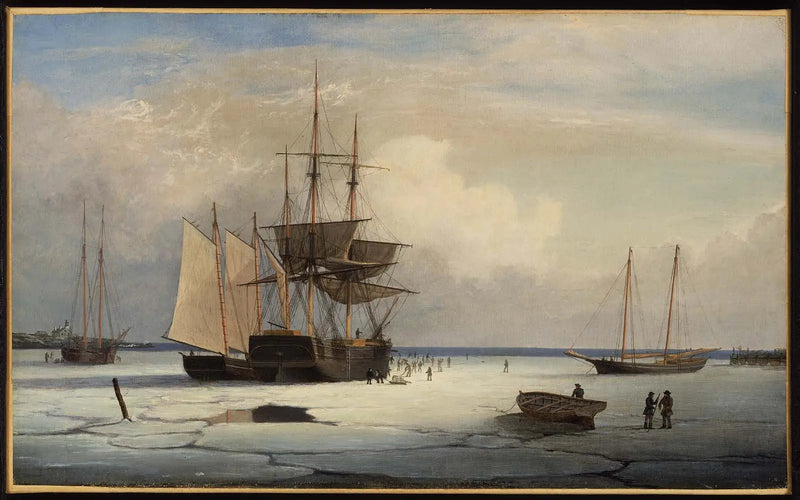 Statki uwięzione w lodzie u wybrzeży wyspy Ten Pound, Gloucester - Fitz Henry Lane