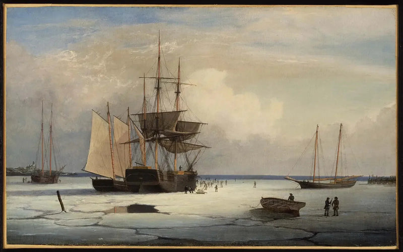 Statki uwięzione w lodzie u wybrzeży wyspy Ten Pound, Gloucester - Fitz Henry Lane