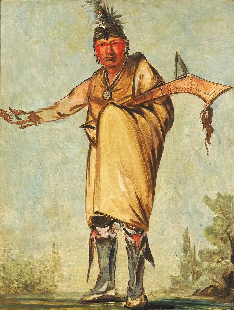 Náw-káw, drewno, dawny przywódca plemienia - George Catlin