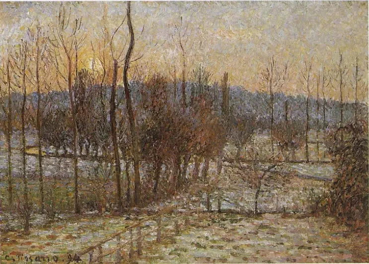 Śnieg, zachód słońca, Éragny - Camille Pissarro