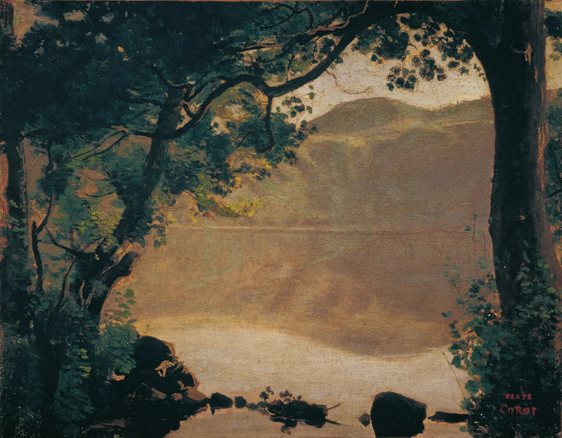 Nemi, jezioro widziane przez drzewa - Jean-Baptiste Camille Corot
