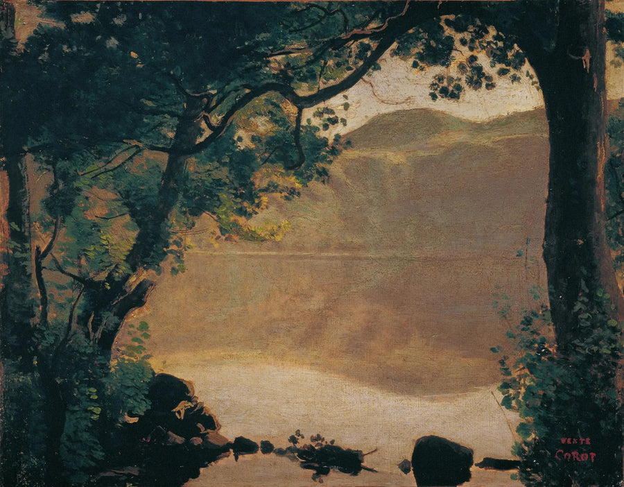 Nemi, jezioro widziane przez drzewa - Jean-Baptiste Camille Corot