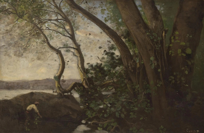 Nemi, brzegi jeziora - Jean-Baptiste Camille Corot