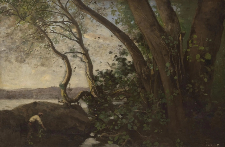 Nemi, brzegi jeziora - Jean-Baptiste Camille Corot