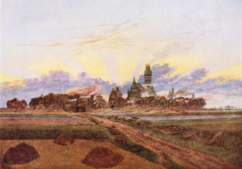 Neubrandenburgu w płomieniach - Caspar David Friedrich