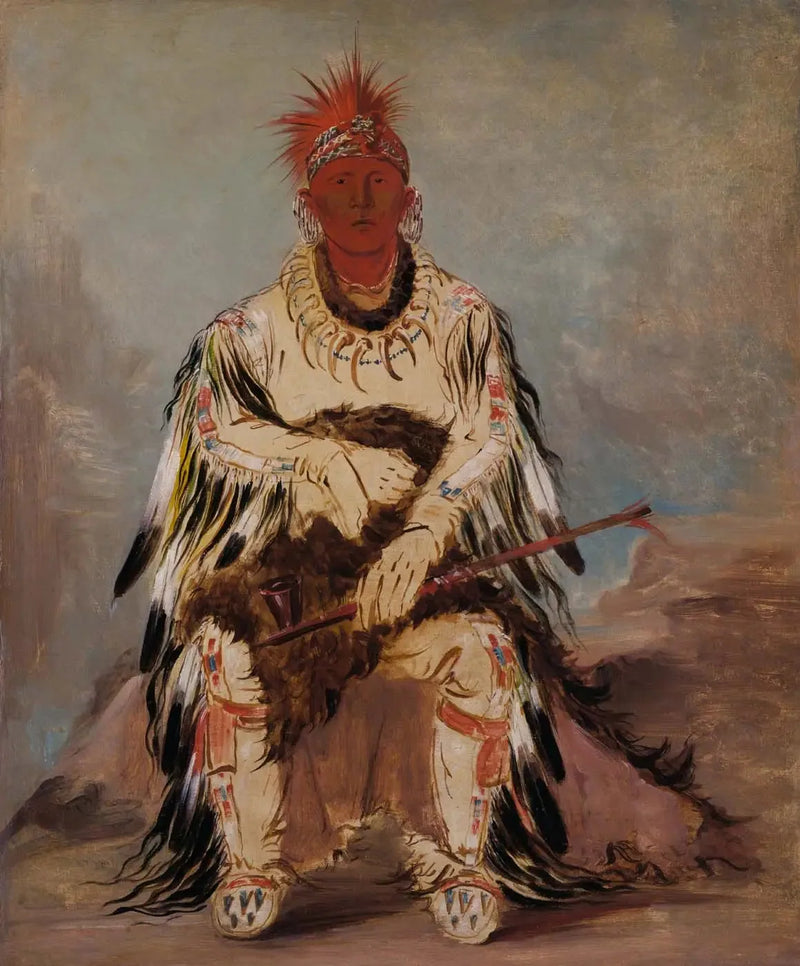 No-wáy-ke-súg-gah, Ten, kto uderza dwoma naraz, odważny - George Catlin