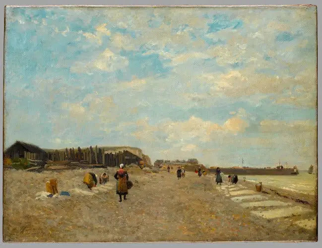 Normandki rozwieszające pranie na plaży - Eugène Boudin
