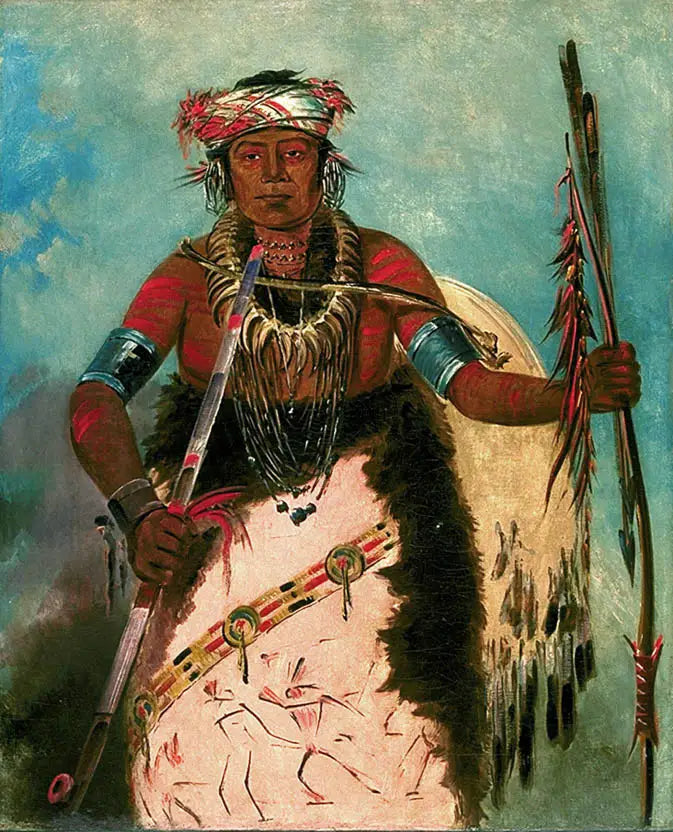 Notch-ee-níng-a, Sans Cœur, (appelé Nuage Blanc), Chef de la Tribu - George Catlin image 1 copie de tableau peinte à la main