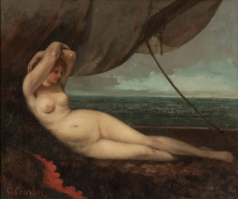 Nu leżący nad brzegiem morza - Gustave Courbet