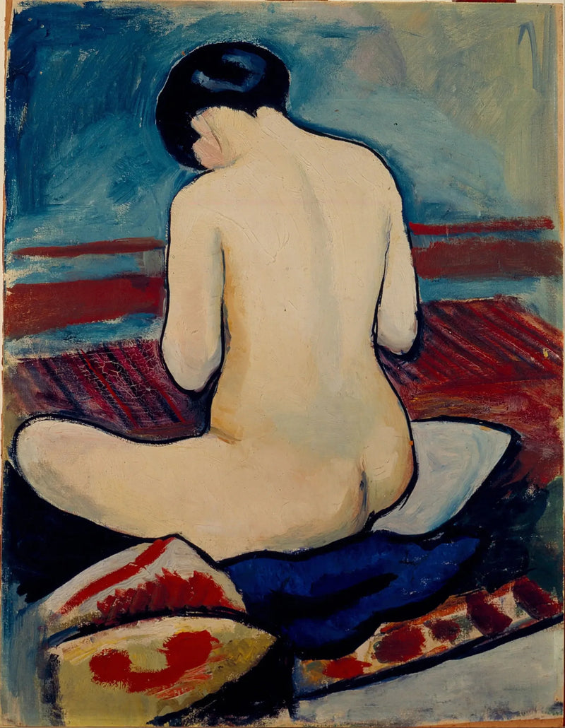 Nu siedzący z poduszką - August Macke
