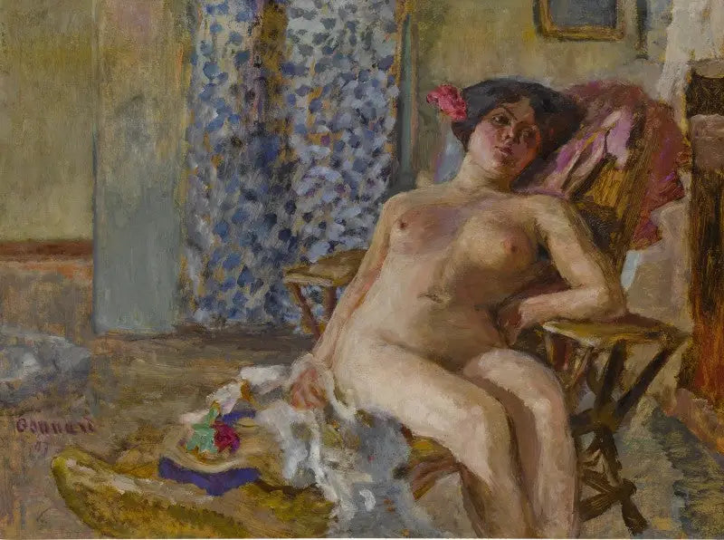 Nu siedzący, Kwiaty we włosach (Studium aktu) - Pierre Bonnard