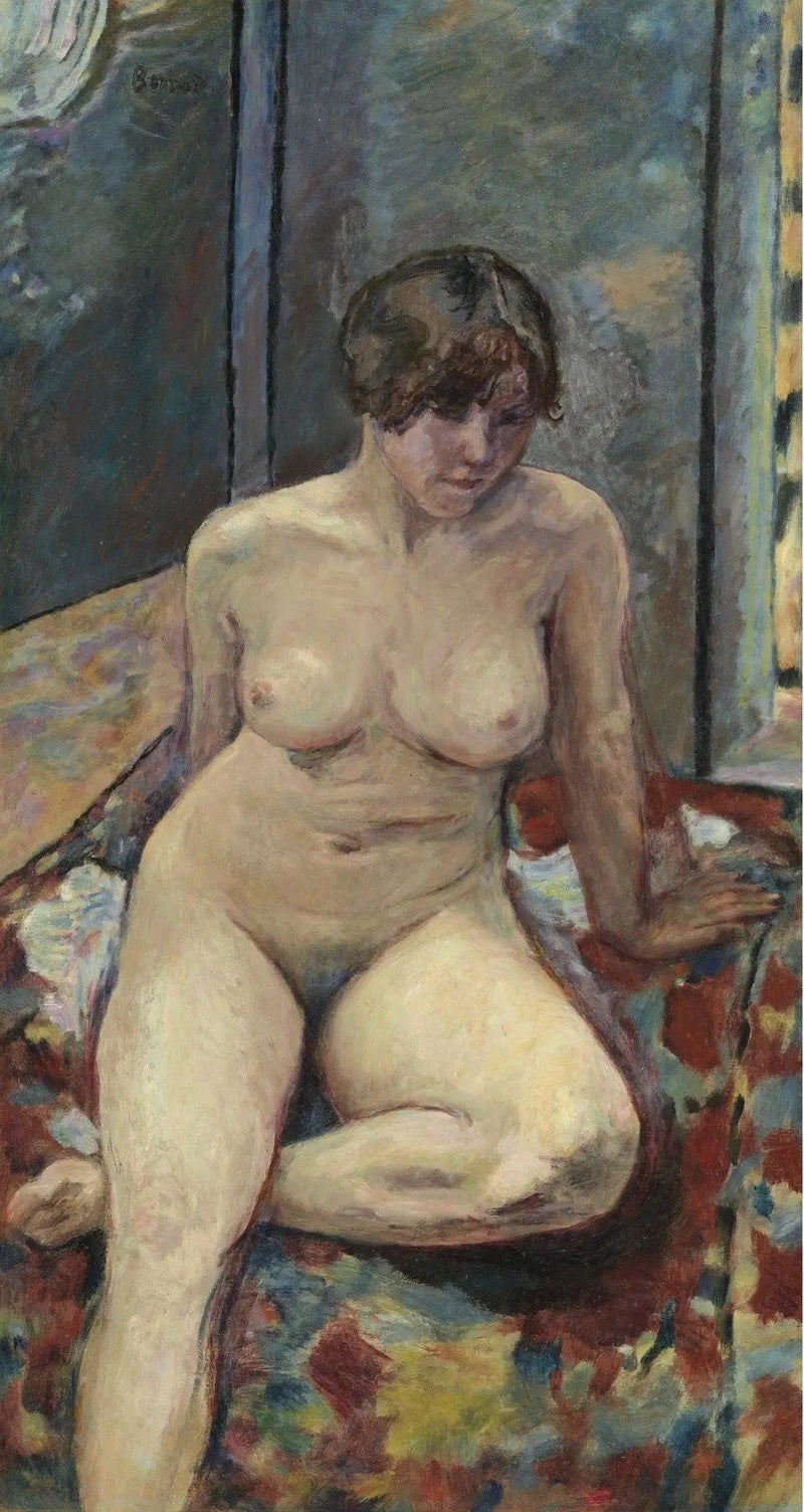 Nagi siedzący, złożona noga - Pierre Bonnard