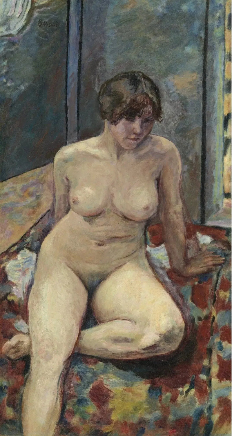 Nagi siedzący, złożona noga - Pierre Bonnard