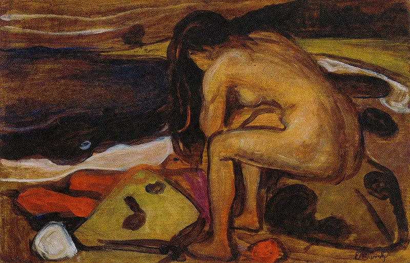 Nu siedzący na plaży - Edvard Munch