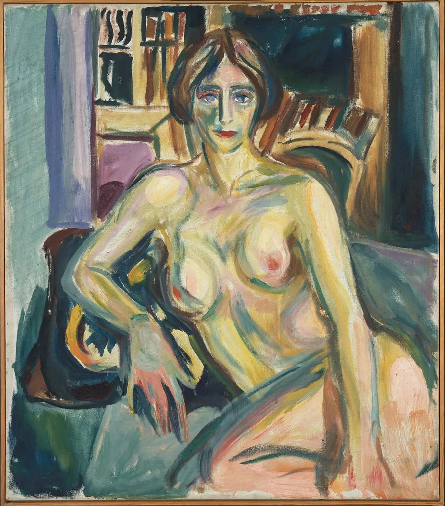 Nu, siedzący na kanapie - Edvard Munch